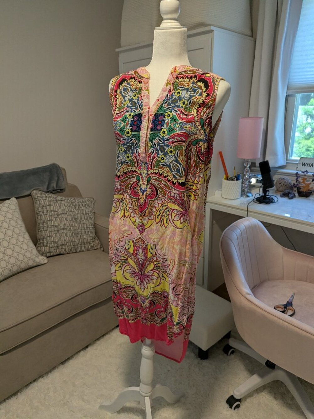 CUPIO TUNIC SUMMER TOP! Colorful and cute over jeans/leggings/wide-leg pants. - Picture 1 of 8